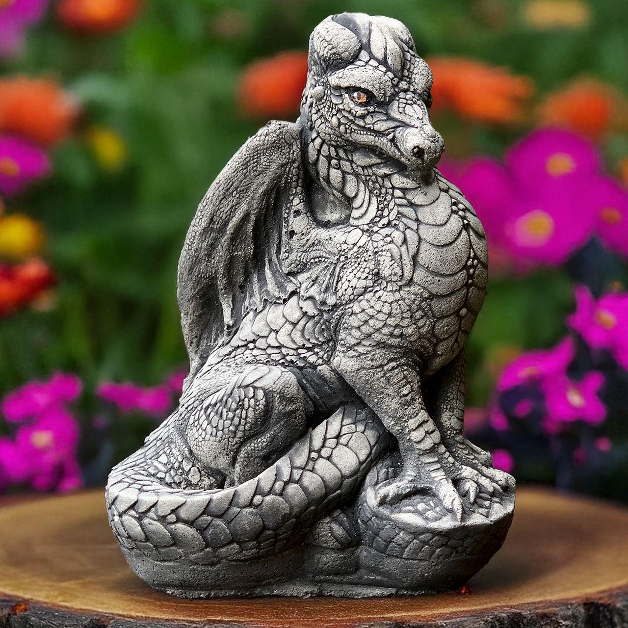 Statua Testa di Drago 30cm da parete o supporto in legno esotico - 5037