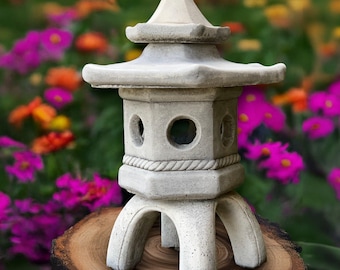Hypertufa Garden Lantern 3 Sizes | Square Japanese Lantern | Taupe