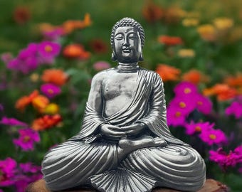 Betonowa figurka Buddy Medytująca figurka ogrodowa Kamienna ozdoba zen Dekoracja duchowa na zewnątrz Prezent dla miłośnika jogi Spokojna dekoracja domu