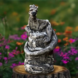 Large dragon sculpture Cement dragon statue Outdoor wildlife ornament Concrete dragon figurine Outdoor animal decor Lover gift Garden art