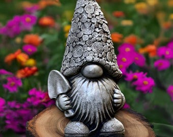 Outdoor gnome statue Concrete Nordic gnome sculpture Cement pixie figurine Scandinavian decoration Gnome lover gift Handmade gnome Yard art