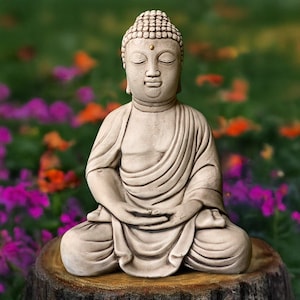 Meditating garden Buddha statue Concrete sitting Buddha sculpture Outdoor zen figurine Asian figure Cement yard ornament Buddha lover gift
