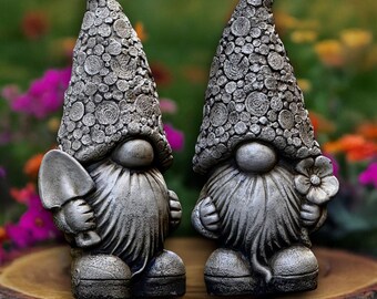 Nordic gnome couple statue Scandinavian garden gnomes Concrete fairy figures Handmade nordic decor Cozy yard ornament Nordic love sculpture