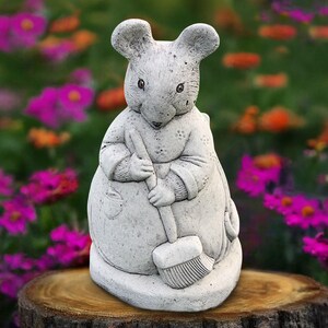 Stone mouse statue Concrete mouse sculpture Cute garden decor Outdoor mouse ornament Cement animal statue Stone mouse figurine Lover gift