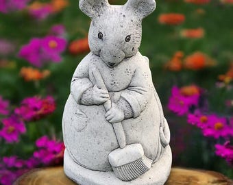 屋外清掃用ネズミ像 石造りネズミ彫刻 セメント製動物置物