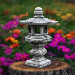 Outdoor garden pagoda Concrete zen decor Japanese lantern sculpture Meditation statue Cement asian ornament Spiritual yard light Asian gift