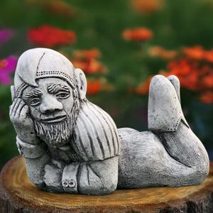 Beton liegend Gnom Stein liegen Troll Zement Zwerg Figur Garten Fee Mann Skulptur Terrasse Gnom Statue Outdoor Dekor Hof Verzierung