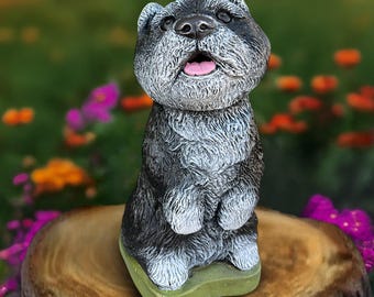 コンクリート製チャウチャウ犬像 かわいい石造り子犬の置物 手作り