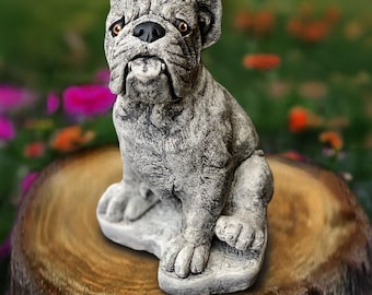石造りフレンチブルドッグ彫刻コンクリート製犬フィギュアセメント製