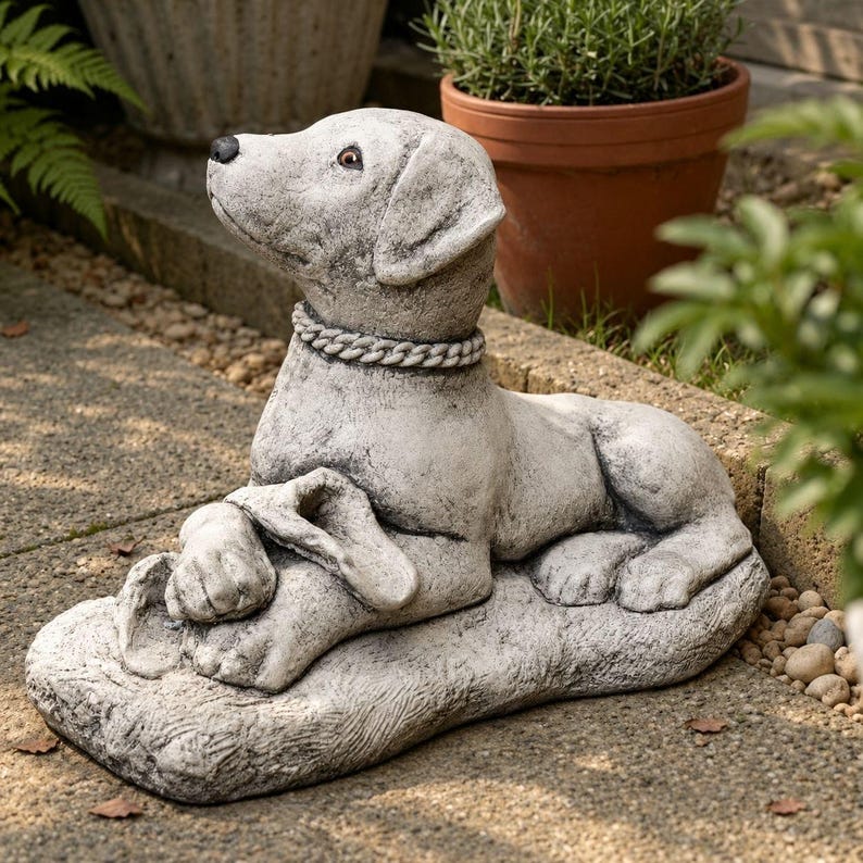 Lab Memorial Sign Handmade Stone Labrador Statue Concrete Dog Garden Sculpture Outdoor ...