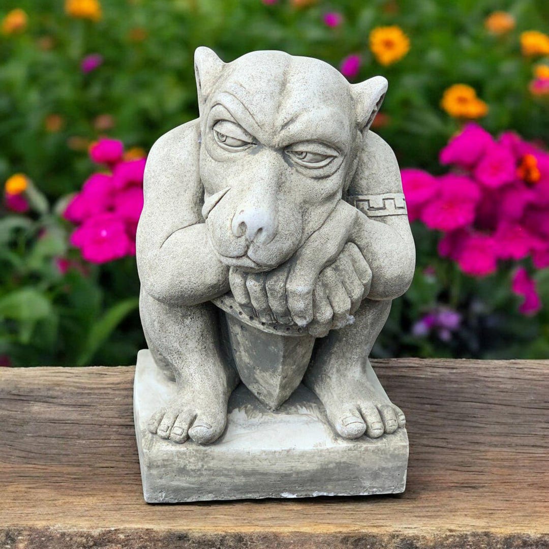Large Concrete Gargoyle Statue Mythical Creature Figurine Stone Troll ...