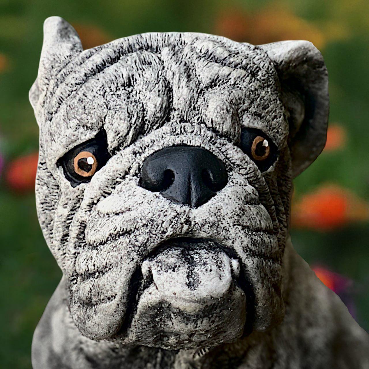 石造りフレンチブルドッグ彫刻コンクリート製犬フィギュアセメント製