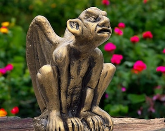Beton Wasserspeier Statue Zement Wasserspeier Figur Outdoor Garten Wächter Skulptur Mittelalterliche Hofverzierung Fantasie Gartenkunst Geschenkdekor