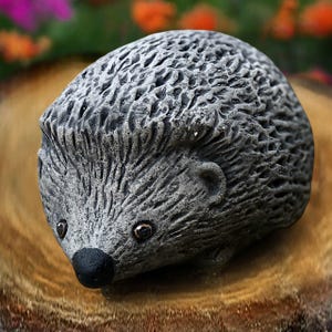 Cute hedgehog statue Outdoor hedgehog figurine Concrete woodland animal decor Cement animal ornament Peaceful forest creature Lover gift