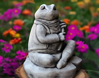 Concrete frog sculpture Cement animal figurine Outdoor animal statue Garden frog decor Handmade frog Frog lover gift Yard art Lawn ornament