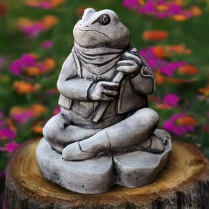 Stone elegant frog decoration Outdoor frog figurine Cement animal sculpture Garden ornament Front door statue Frog lover gift Yard art