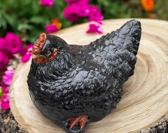 Estatua de pollo de hormigón Figura de gallina de cemento Escultura de pájaro de granja de piedra Adorno de jardín al aire libre Decoración rústica de granja Regalo para amantes de los pollos