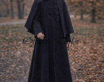 Men’s Gothic Victorian Long Cloak Coat | Medieval Steampunk Fashion Costume