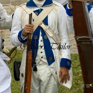 Continental Soldier Coat: White Wool Regiment American Uniform