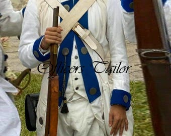 Continental Soldier Coat: White Wool Regiment American Uniform