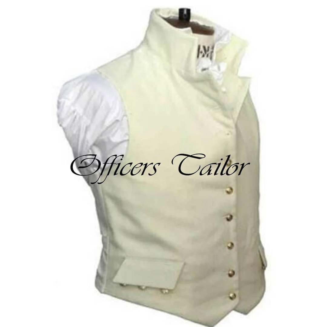 Men's White Wool Colonial Vest: Handmade Regency Military Style - Etsy