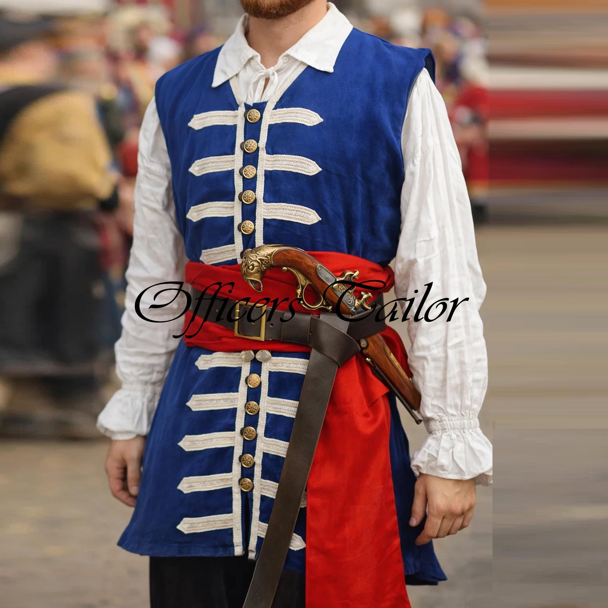 Jack Sparrow Cosplay Vest | Historical Costume Blue Fashion Waistcoat ...