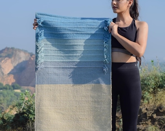 Natural Yoga Mat Organic Cotton Rug for Yoga and Meditation Durable and Washable Eco Yoga Rug Organic Cotton yoga Mat 2x6Ft Boho Fitness Mat
