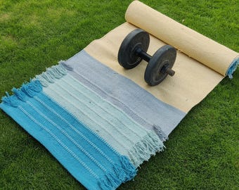 Bio-Baumwolle Yogamatte-Umweltfreundliche Yogamatte, handgewebte, rutschfeste Übungs mehrfarbige indische Matte Gebetsteppich, Geschenk Yogamatte