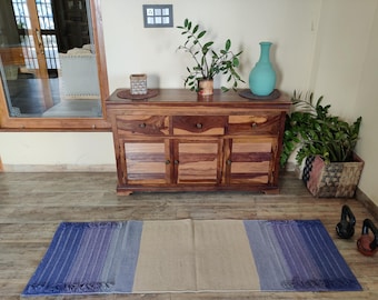 Handwoven Cotton Yoga Mat Sustainable, Lightweight, Travel-Friendly Organic Exercise Rug Machine Washable, Boho Fitness Mat 2x6ft