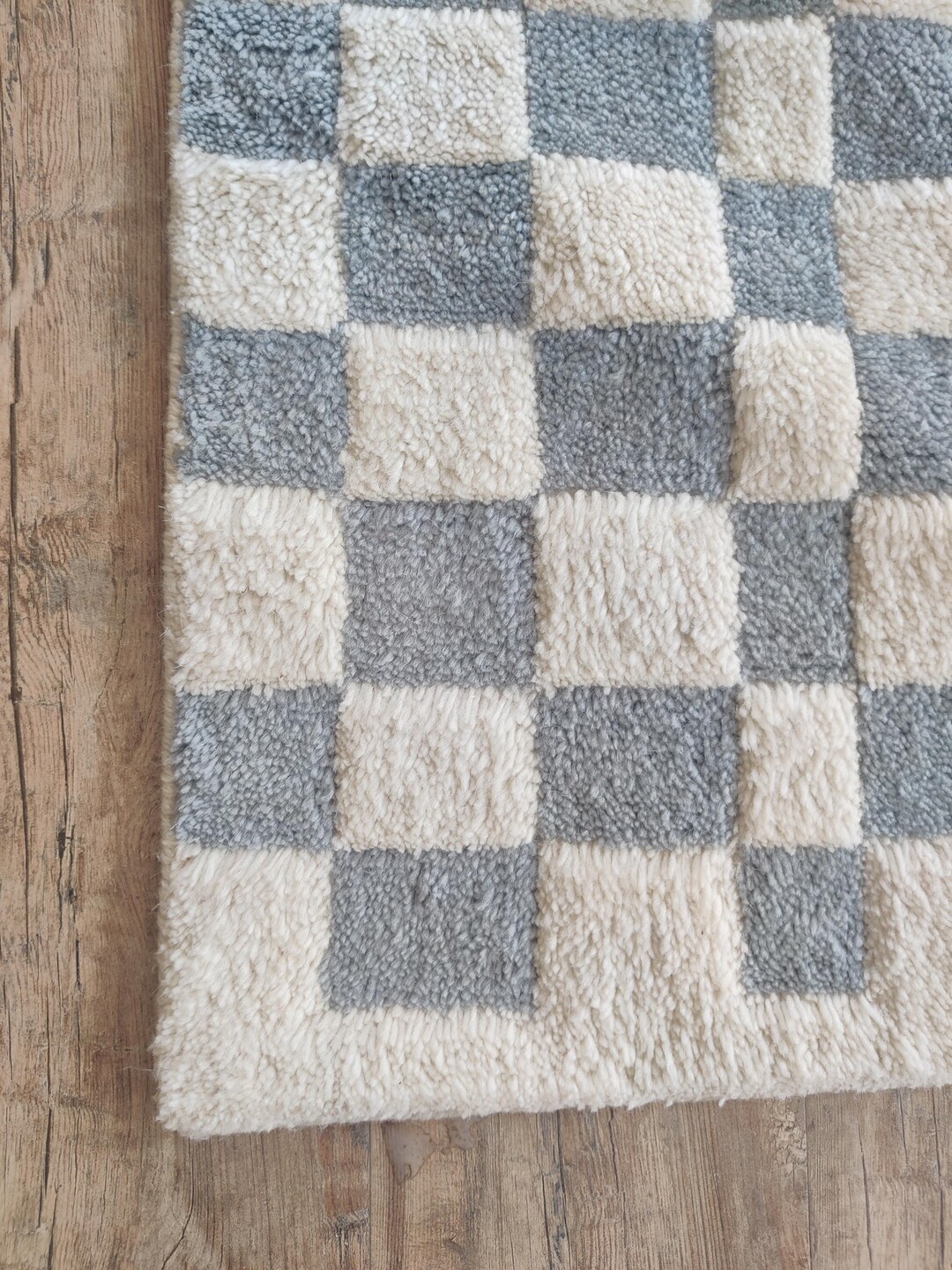 Blue Checked Rug Moroccan Checkered Area Rug, Custom Size Rug, Checkerboard Wool Rug ...