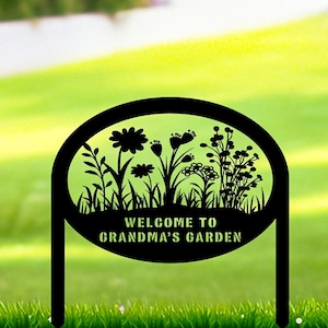 Custom Garden Sign with Stake,Flower Design Sign,Garden Name Stakes,Personalized Garden Gift,Gift for Grandmother,Yard Sign,Garden Decor