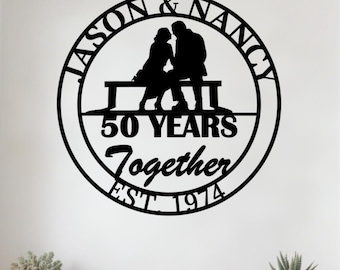 Custom 50th Anniversary Gift,Custom Gift For Parents,Golden Wedding,Anniversary Gifts For Couple ,Husband ,Wife,Wedding Gift,Metal Wall Art