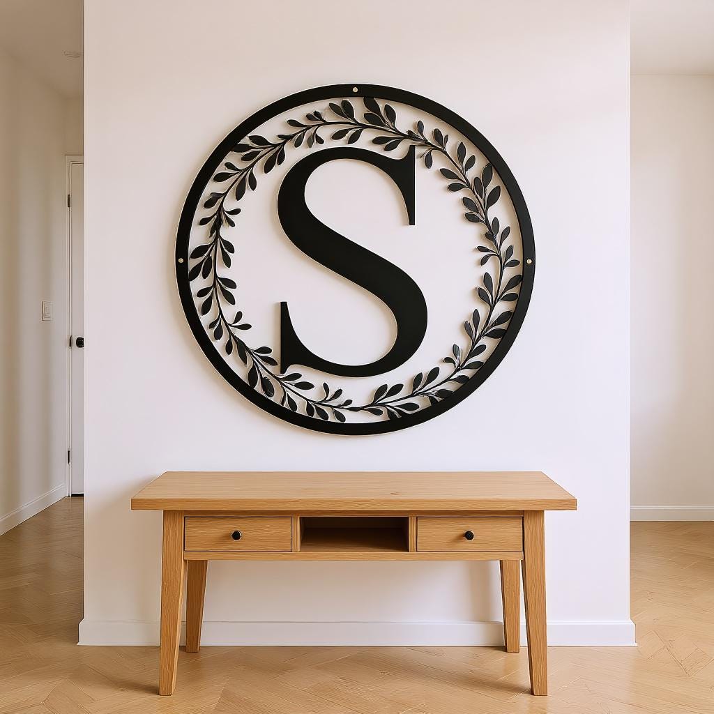 Custom Metal Circle Monogram Sign: Personalized Last Name Wall Art - Etsy