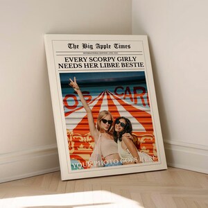 Custom Zodiac Newspaper Personalized Friends Gift Anniversary Birthday Graduation Valentine Canva Editable Announcement Printable Wall Art