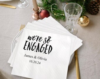 Personalized Engagement Napkins, Custom Wedding Decor