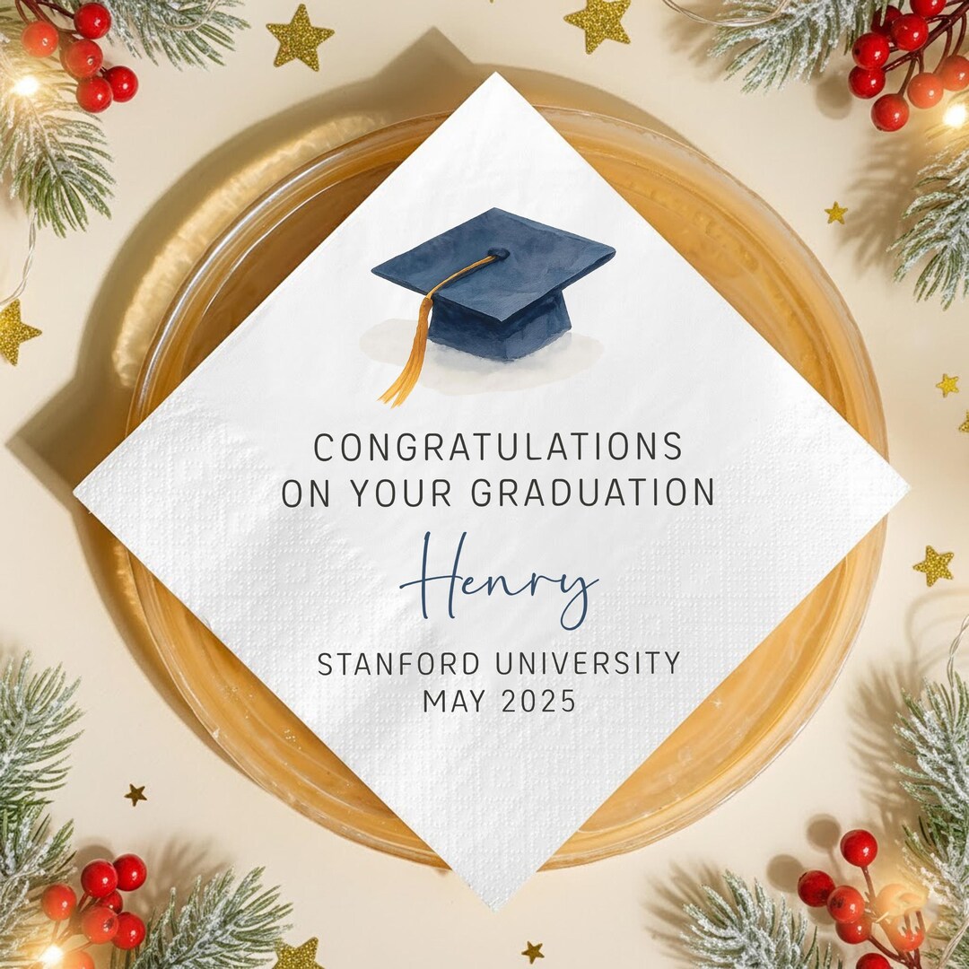 Personalized Graduation Napkins – Watercolor Cap, Class of 2025 - Etsy
