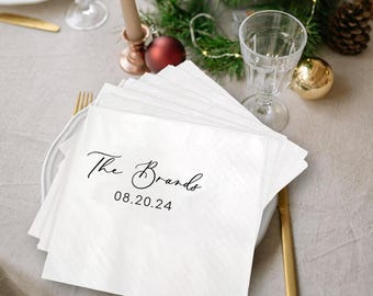 Personalized Wedding Napkins, Custom Rose Design