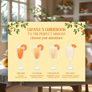 Mimosa Bar Sign | Mimosa Ratio Sign | Printable Sign | Elegant Garden Party Decor | Editable Canva Template | Cute Mimosa Sign | Wedding