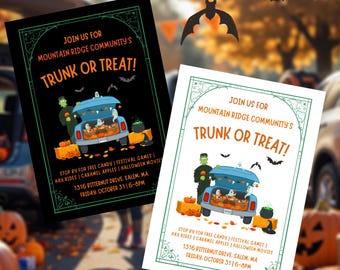 Editable Trunk or Treat Canva Invitation | Halloween Event Flyer | Customizable Digital Invite Template | Fall Festival Printable | Instant
