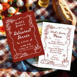 Italian Rehearsal Dinner Invitation & Menu | Rustic Invite Editable Menu Tuscan Invitation That&#39;s Amore Invitation and Italian Themed Dinner