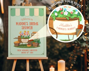 She's Fresh Off the Market Bridal Shower Welcome Sign | Farmer’s Market Bridal Shower Sign | Canva Template | 18x24 & 22x28 Digital Download