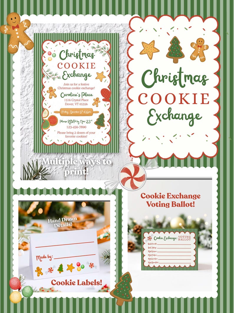 Christmas Cookie Exchange Invite Bundle, Cookie Swap Voting Ballots ...