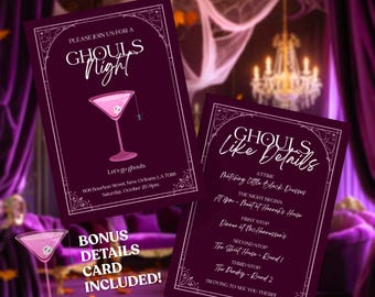 Let's Go Ghouls | Ghoul's Night Out | Halloween Girl's Night Invitation | Halloween Girl Bachelorette Trip | Girl's Night Invite and Details