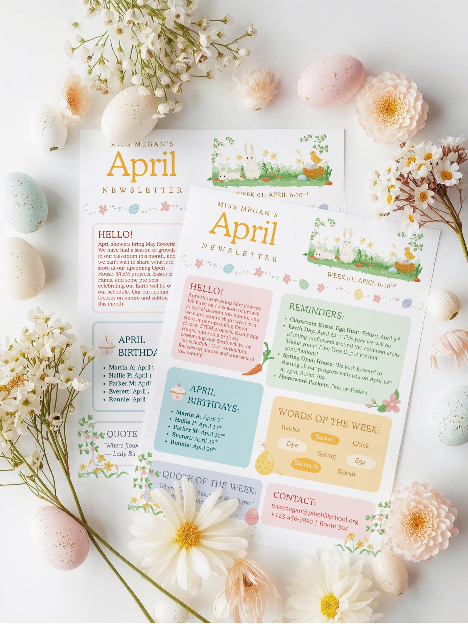 Classroom April Monthly Newsletter Canva Template | Editable Teacher ...