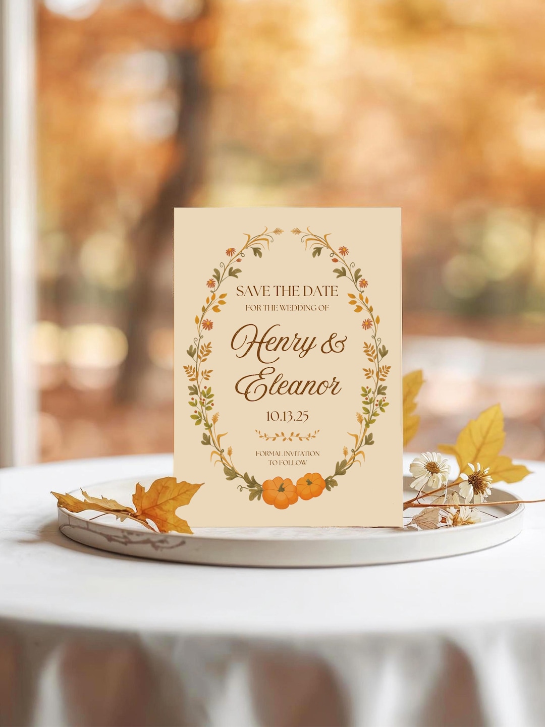 Fall Wedding Save the Date Template | Autumn Canva Invitation | Rustic ...