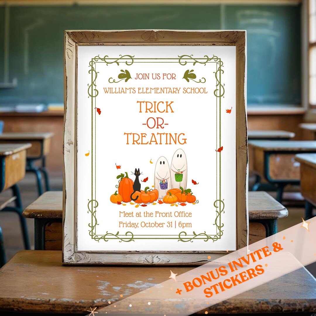 Editable School Halloween Flyer | Canva Template | Classroom Halloween ...