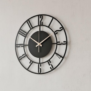 Mid Century Modern Wall Clock, Metal  Wall Clock, Oversize Silent Clock, Unique Home Clock, Farmhouse Wall Clock,Design Clock Art