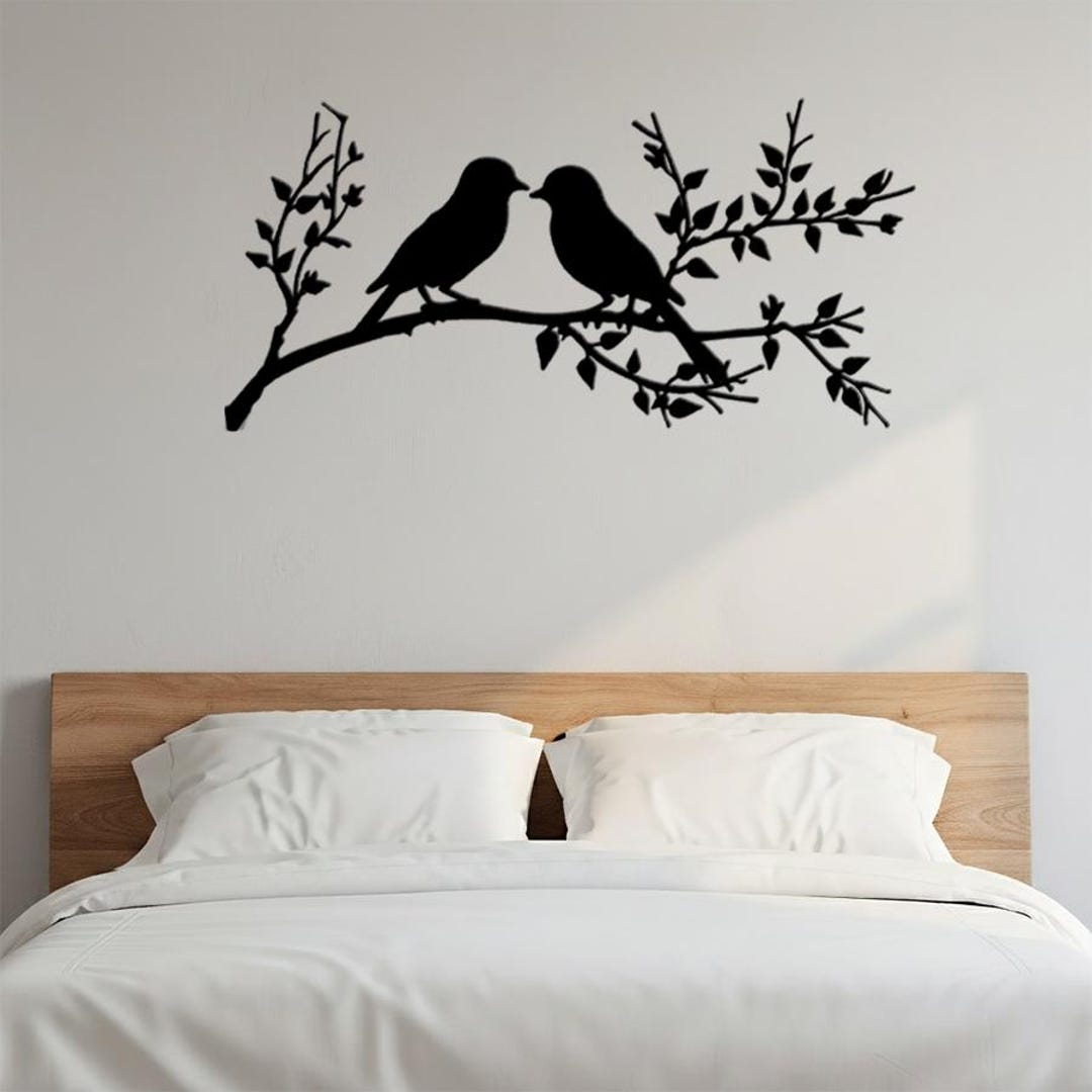 Personalized Love Birds Metal Wall Art | Custom Branch Silhouette Decor ...