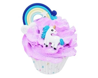 Purple Unicorn Rainbow Glitter Cupcake Decoration