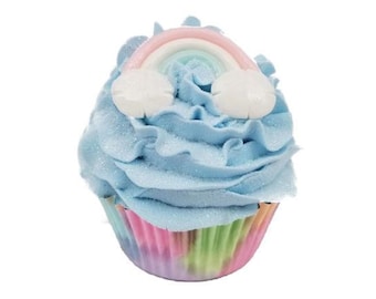 Pastel Blue Rainbow Glitter Cloud Cupcake Decoration